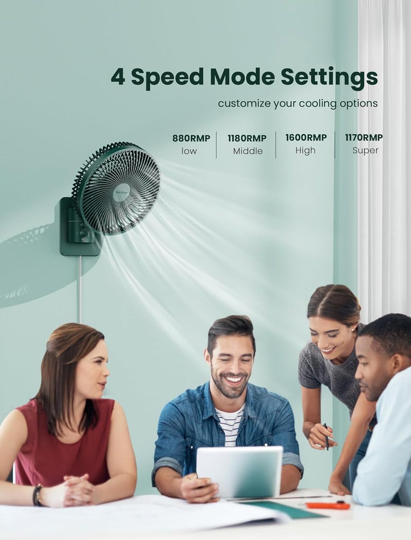 Comoistar Wall Mounted Oscillating Fan with Remote and Timer,8.5 Inch Small RV Fan with 4 Speeds, 90° Oscillation, 120° Adjustable Tilt, 5.92 feet Wire, Quiet Corner Fans for Bedroom, Indoor Bathroom - Image 4